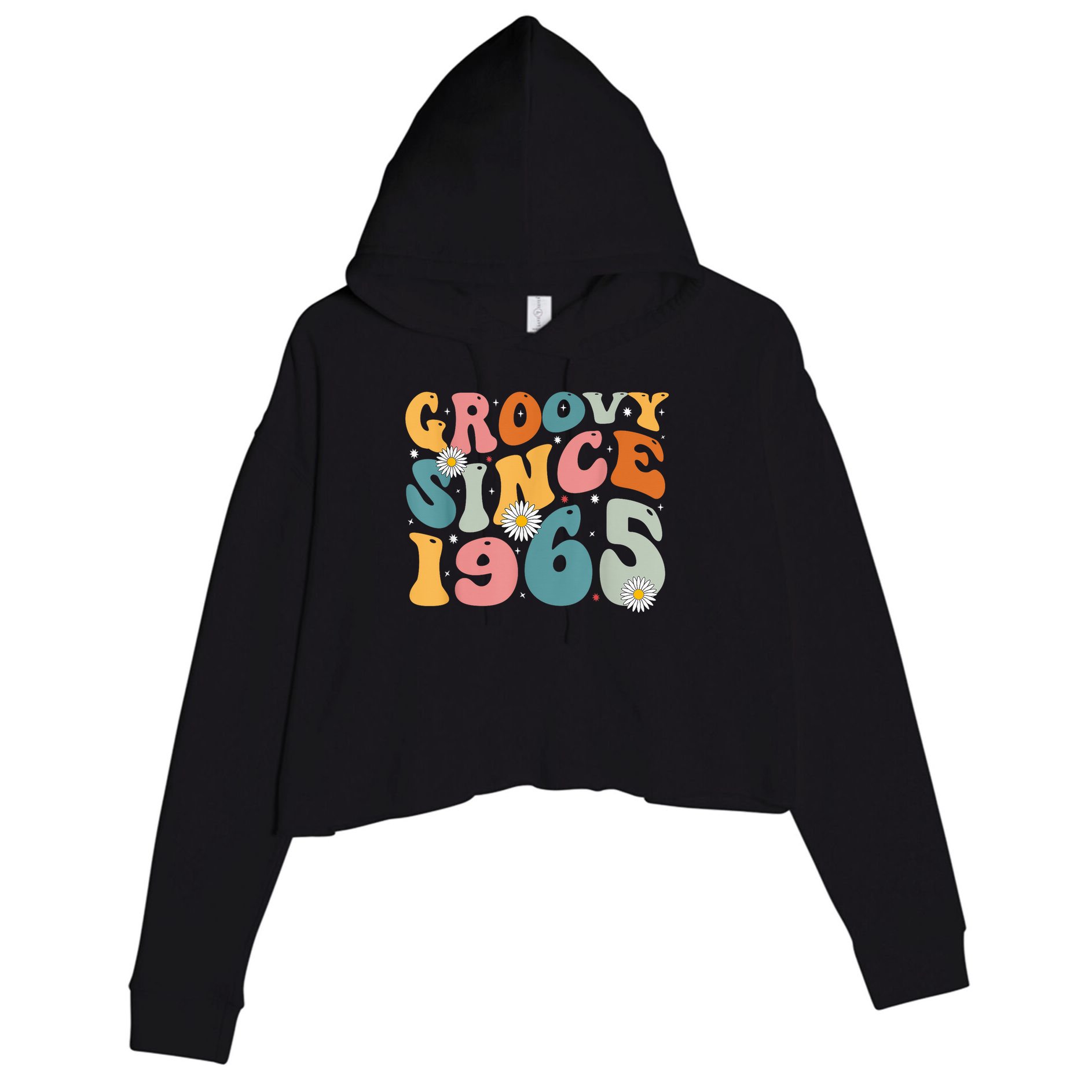 Groovy Since 1965 60th Birthday Retro Born In 1965 Crop Fleece Hoodie
