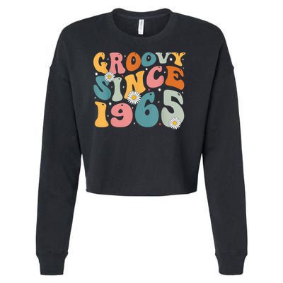 Groovy Since 1965 60th Birthday Retro Born In 1965 Cropped Pullover Crew