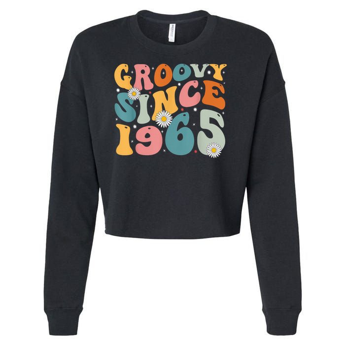 Groovy Since 1965 60th Birthday Retro Born In 1965 Cropped Pullover Crew