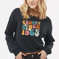 Groovy Since 1965 60th Birthday Retro Born In 1965 Cropped Pullover Crew