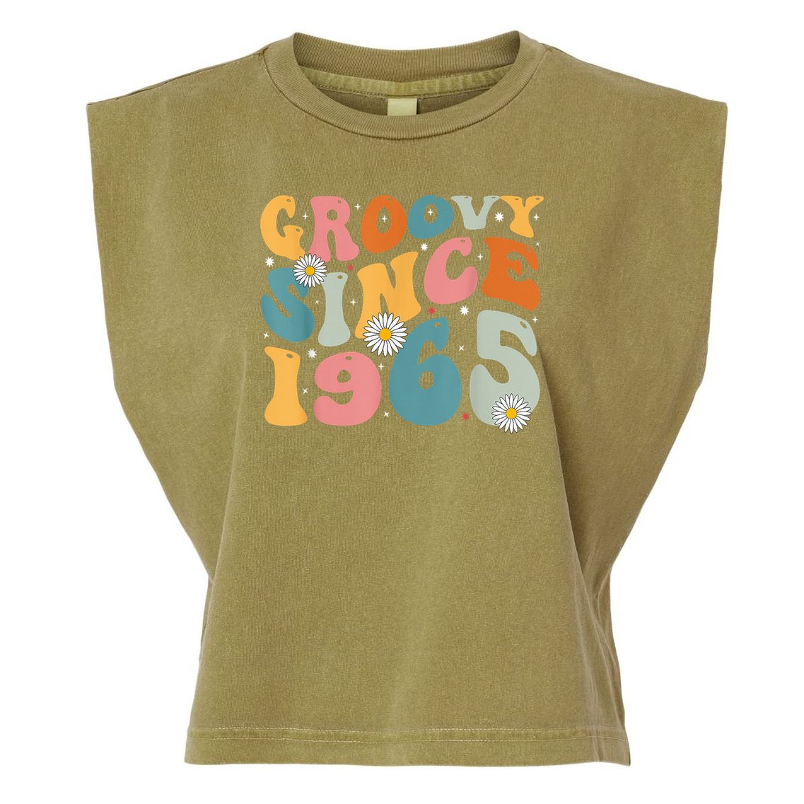 Groovy Since 1965 60th Birthday Retro Born In 1965 Garment-Dyed Women's Muscle Tee