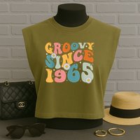 Groovy Since 1965 60th Birthday Retro Born In 1965 Garment-Dyed Women's Muscle Tee