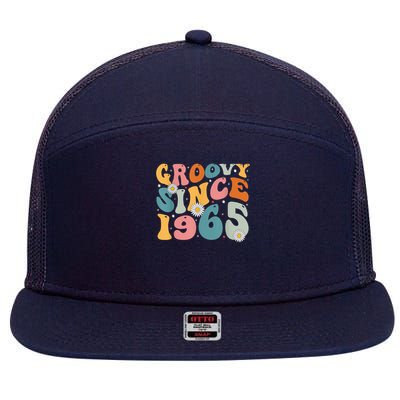 Groovy Since 1965 60th Birthday Retro Born In 1965 7 Panel Mesh Trucker Snapback Hat