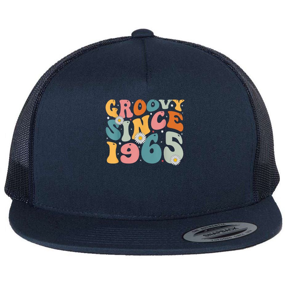 Groovy Since 1965 60th Birthday Retro Born In 1965 Flat Bill Trucker Hat