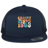 Groovy Since 1965 60th Birthday Retro Born In 1965 Flat Bill Trucker Hat