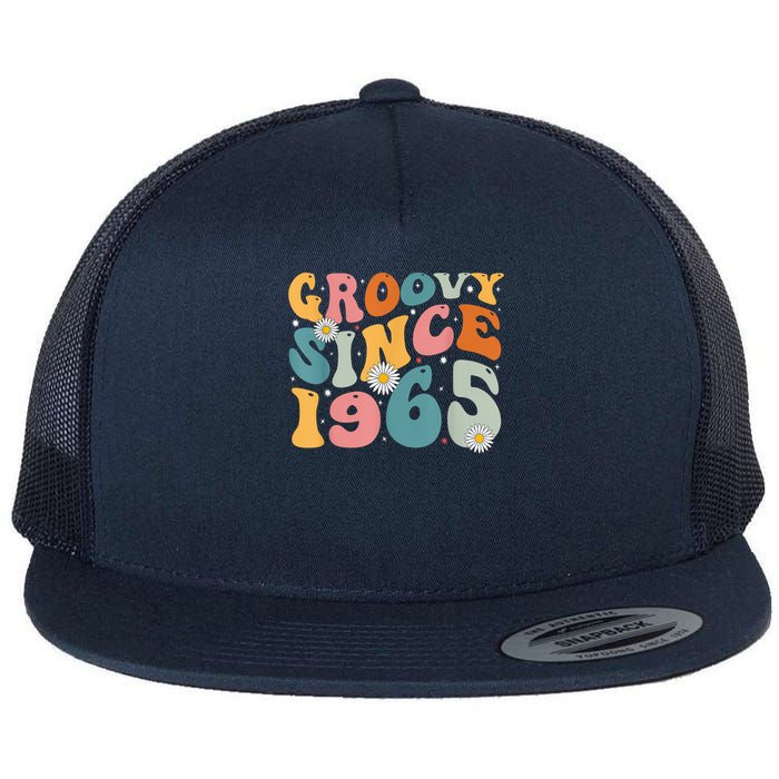 Groovy Since 1965 60th Birthday Retro Born In 1965 Flat Bill Trucker Hat