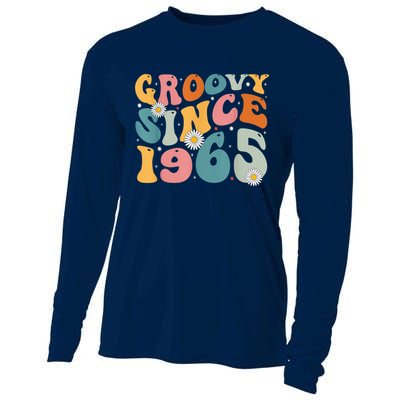 Groovy Since 1965 60th Birthday Retro Born In 1965 Cooling Performance Long Sleeve Crew