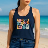 Groovy Since 1965 60th Birthday Retro Born In 1965 Womens Tank Top