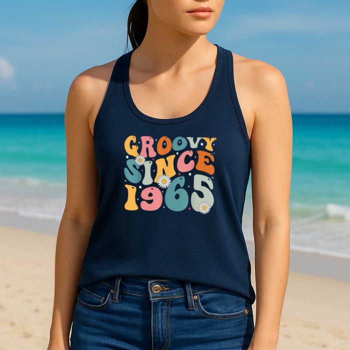 Groovy Since 1965 60th Birthday Retro Born In 1965 Womens Tank Top