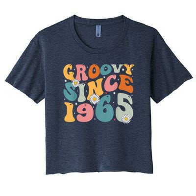 Groovy Since 1965 60th Birthday Retro Born In 1965 Women's Crop Top Tee