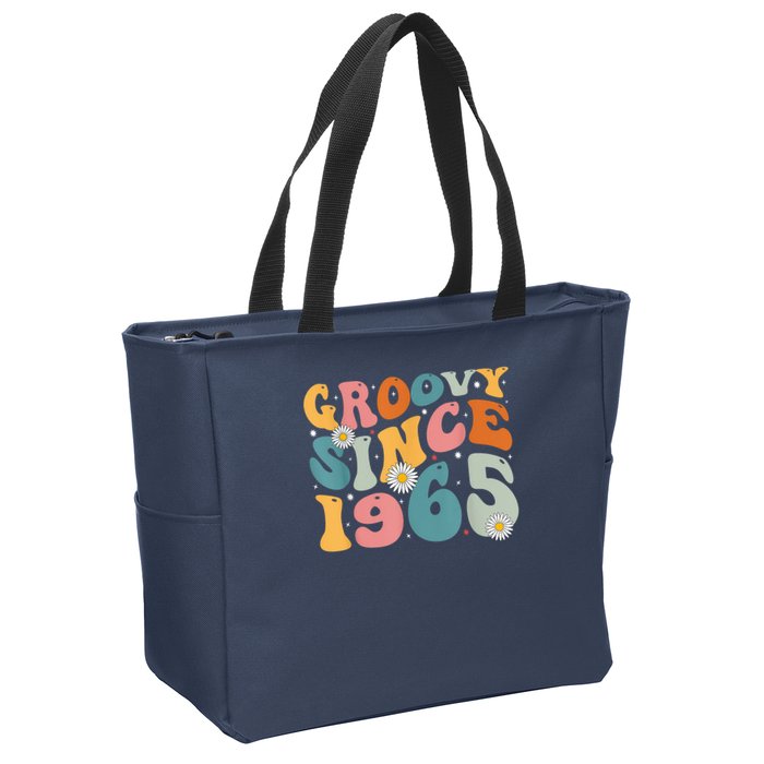 Groovy Since 1965 60th Birthday Retro Born In 1965 Zip Tote Bag