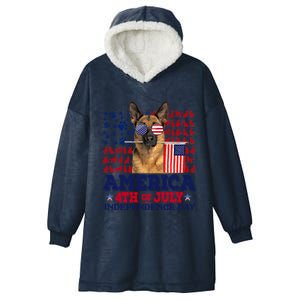 Ger Shepherd 4th Of July Proud Cool Gift Hooded Wearable Blanket