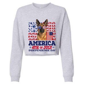 Ger Shepherd 4th Of July Proud Cool Gift Cropped Pullover Crew