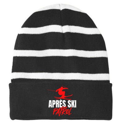 Great Skier 80s Retro Apresski Patrol Wear 90s Skiing Striped Beanie with Solid Band