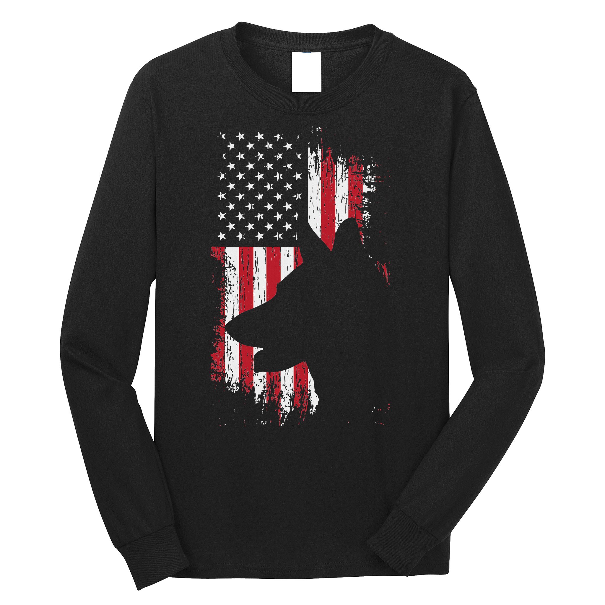 German Shepherd American Flag Usa Patriotic Dog Gift Long Sleeve Shirt