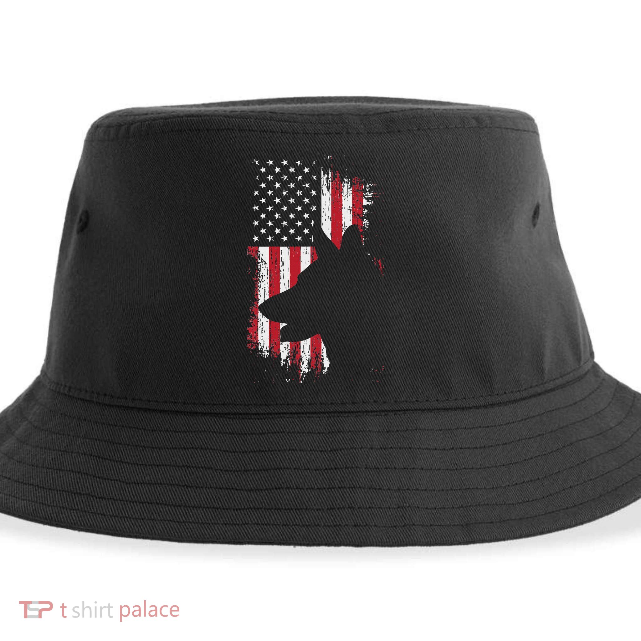 German Shepherd American Flag Usa Patriotic Dog Gift Sustainable Bucket Hat