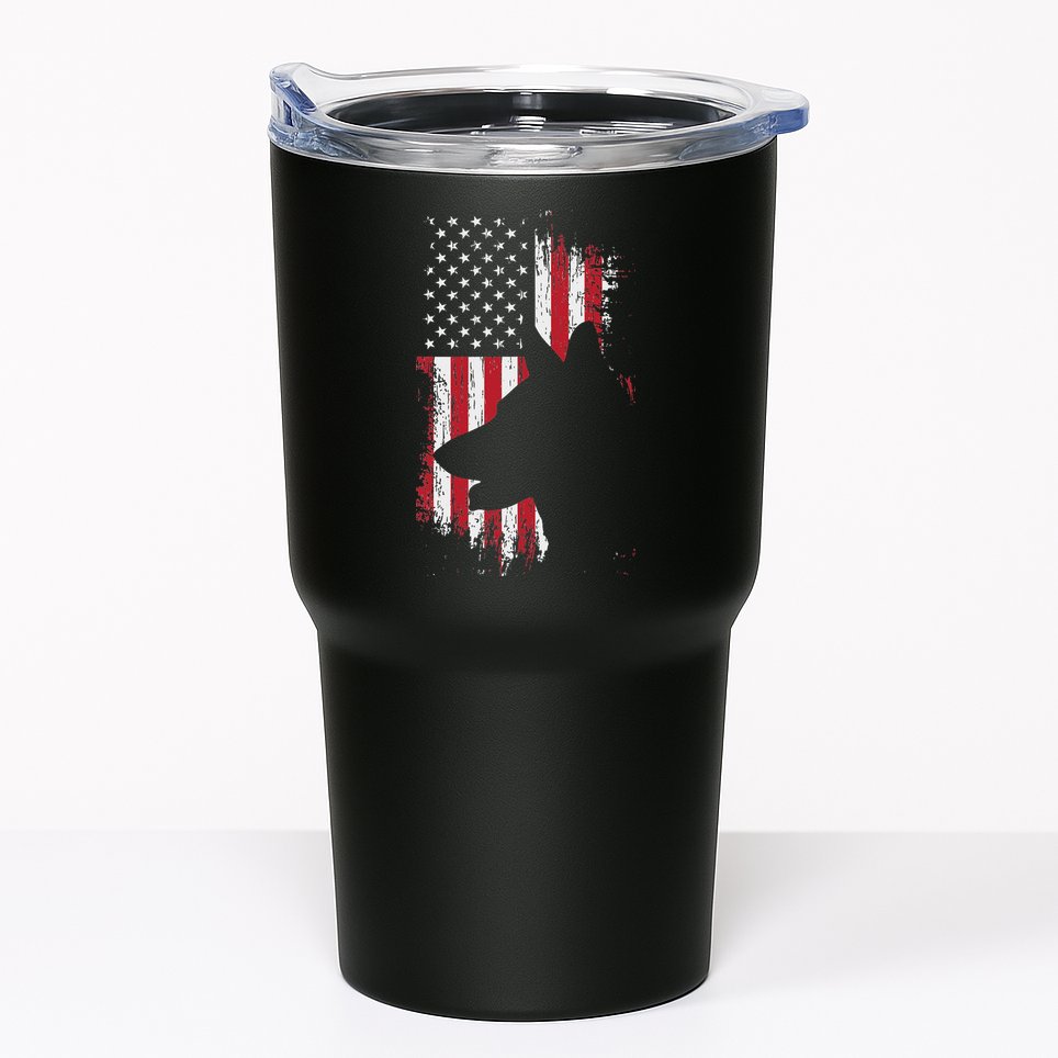 German Shepherd American Flag Usa Patriotic Dog Gift Tumbler