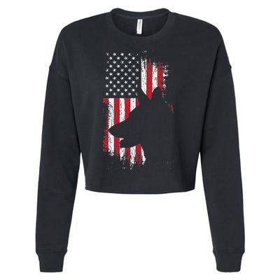 German Shepherd American Flag Usa Patriotic Dog Gift Cropped Pullover Crew