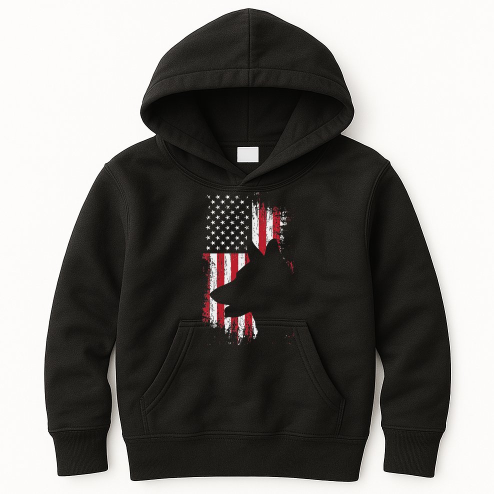 German Shepherd American Flag Usa Patriotic Dog Gift Kids Hoodie