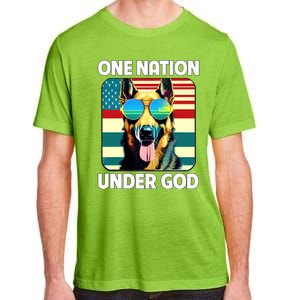 Ger Shepherd American Flag One Nation Under God Patriotic Gift Adult ChromaSoft Performance T-Shirt