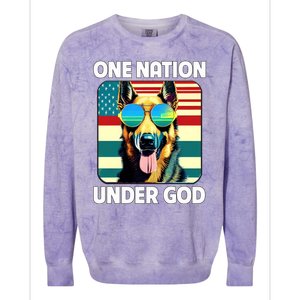 Ger Shepherd American Flag One Nation Under God Patriotic Gift Colorblast Crewneck Sweatshirt