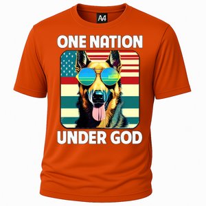 Ger Shepherd American Flag One Nation Under God Patriotic Gift Cooling Performance Crew T-Shirt