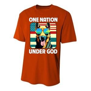 Ger Shepherd American Flag One Nation Under God Patriotic Gift Performance Sprint T-Shirt