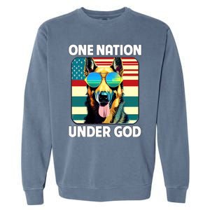 Ger Shepherd American Flag One Nation Under God Patriotic Gift Garment-Dyed Sweatshirt