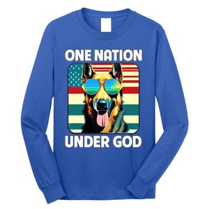 Ger Shepherd American Flag One Nation Under God Patriotic Gift Long Sleeve Shirt