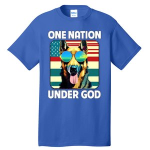 Ger Shepherd American Flag One Nation Under God Patriotic Gift Tall T-Shirt