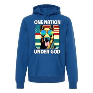 Ger Shepherd American Flag One Nation Under God Patriotic Gift Premium Hoodie