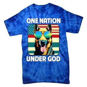 Ger Shepherd American Flag One Nation Under God Patriotic Gift Tie-Dye T-Shirt