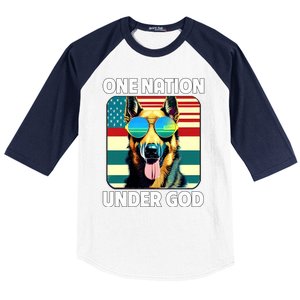 Ger Shepherd American Flag One Nation Under God Patriotic Gift Baseball Sleeve Shirt