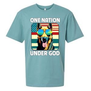 Ger Shepherd American Flag One Nation Under God Patriotic Gift Sueded Cloud Jersey T-Shirt