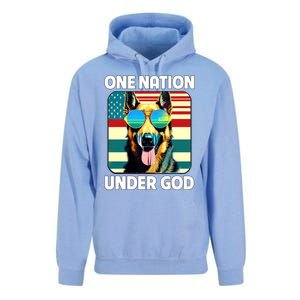 Ger Shepherd American Flag One Nation Under God Patriotic Gift Unisex Surf Hoodie