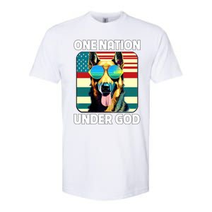 Ger Shepherd American Flag One Nation Under God Patriotic Gift Softstyle CVC T-Shirt