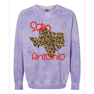 Ggt San Antonio Tx Sat State Of Texas Leopard Print Colorblast Crewneck Sweatshirt