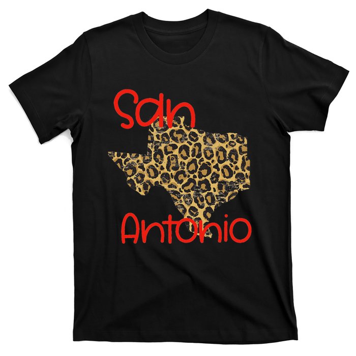 Ggt San Antonio Tx Sat State Of Texas Leopard Print T-Shirt