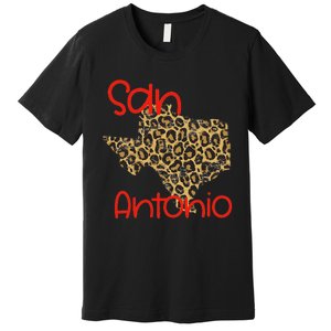 Ggt San Antonio Tx Sat State Of Texas Leopard Print Premium T-Shirt