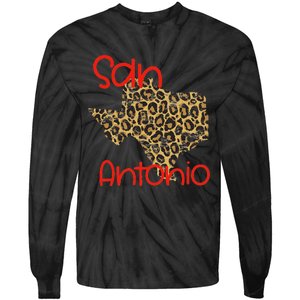 Ggt San Antonio Tx Sat State Of Texas Leopard Print Tie-Dye Long Sleeve Shirt