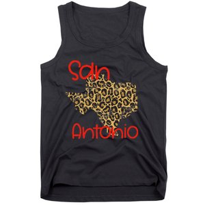 Ggt San Antonio Tx Sat State Of Texas Leopard Print Tank Top