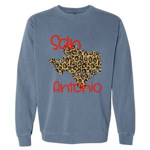 Ggt San Antonio Tx Sat State Of Texas Leopard Print Garment-Dyed Sweatshirt