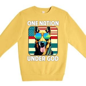 Ger Shepherd American Flag One Nation Under God Patriotic Gift Premium Crewneck Sweatshirt