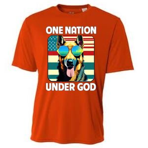 Ger Shepherd American Flag One Nation Under God Patriotic Gift Cooling Performance Crew T-Shirt