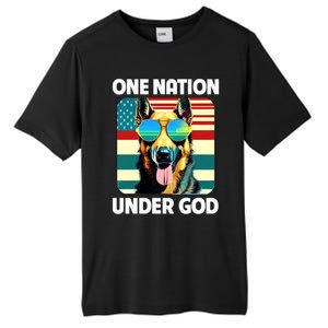 Ger Shepherd American Flag One Nation Under God Patriotic Gift Tall Fusion ChromaSoft Performance T-Shirt