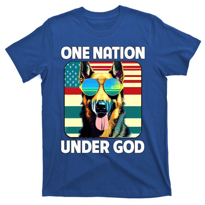 Ger Shepherd American Flag One Nation Under God Patriotic Gift T-Shirt