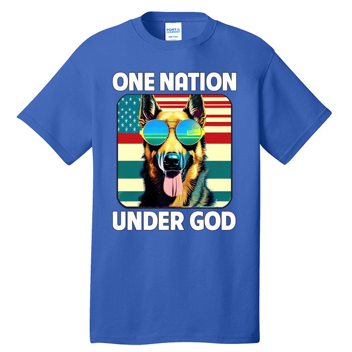 Ger Shepherd American Flag One Nation Under God Patriotic Gift Tall T-Shirt