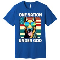 Ger Shepherd American Flag One Nation Under God Patriotic Gift Premium T-Shirt