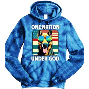 Ger Shepherd American Flag One Nation Under God Patriotic Gift Tie Dye Hoodie