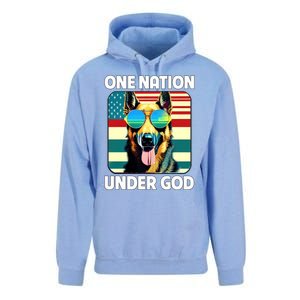 Ger Shepherd American Flag One Nation Under God Patriotic Gift Unisex Surf Hoodie